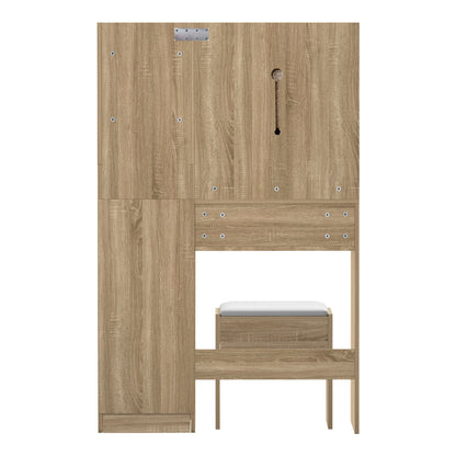Oikiture Dressing Table Stool Set LED Light Natural-Dressing Table-PEROZ Accessories