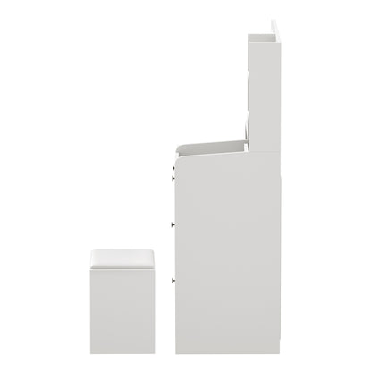 Oikiture Dressing Table Stool Set LED Light White-Dressing Table-PEROZ Accessories