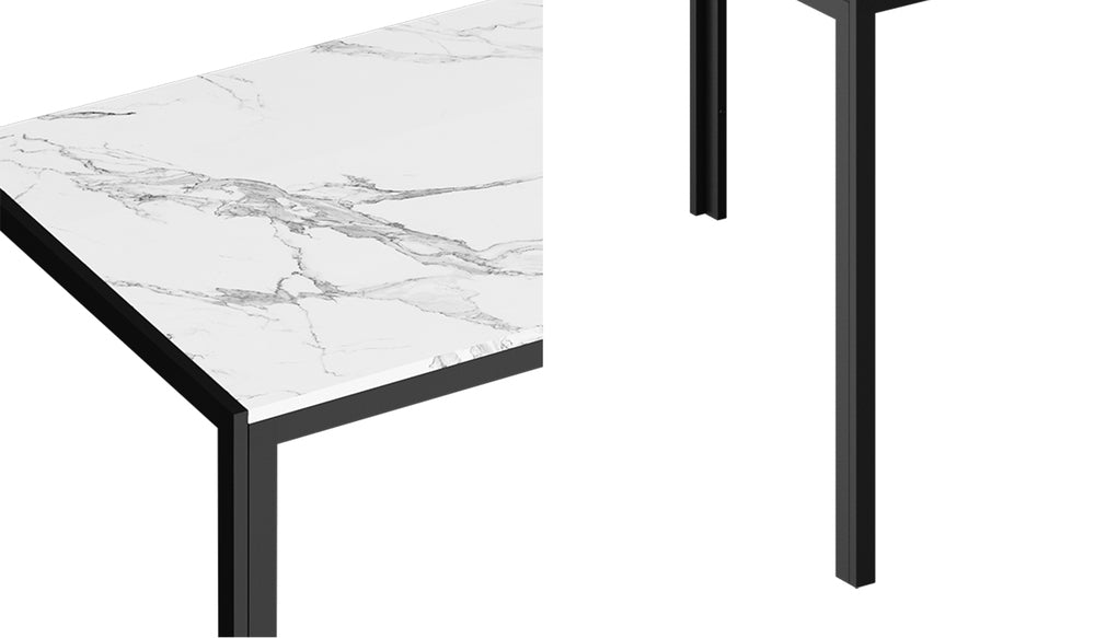 Oikiture 120cm Rectangular Dining Table with Metal Leg White &amp; Black-Dining Table-PEROZ Accessories