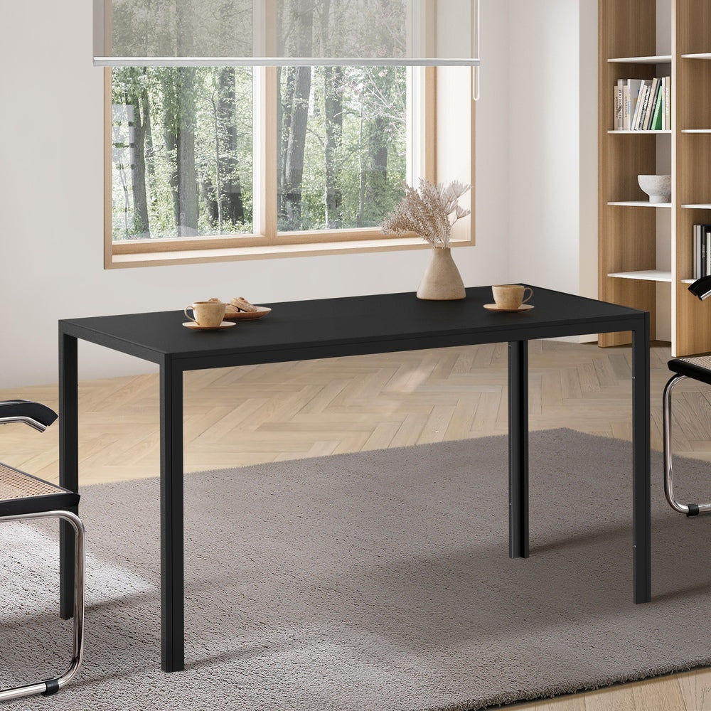 Oikiture 140cm Rectangular Dining Table with Metal Leg Black-Dining Table-PEROZ Accessories