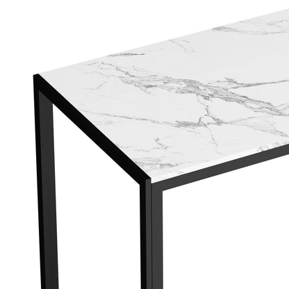 Oikiture 140cm Rectangular Dining Table with Metal Leg White &amp; Black-Dining Table-PEROZ Accessories