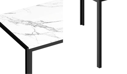 Oikiture 140cm Rectangular Dining Table with Metal Leg White &amp; Black-Dining Table-PEROZ Accessories
