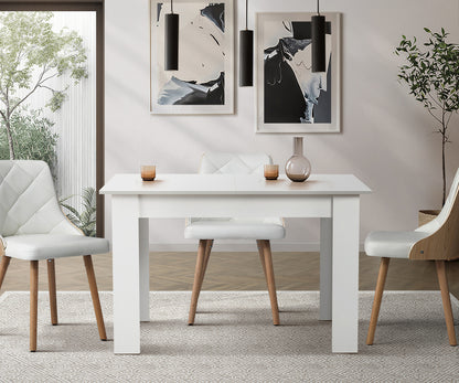 Oikiture 160cm Extendable Dining Table Cafe Table White-Dining Table-PEROZ Accessories