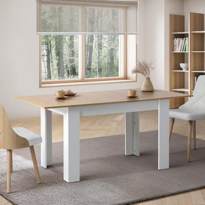 Oikiture 160cm Extendable Dining Table Kitchen Restaurant Cafe Table WoodenWhite-Dining Table-PEROZ Accessories