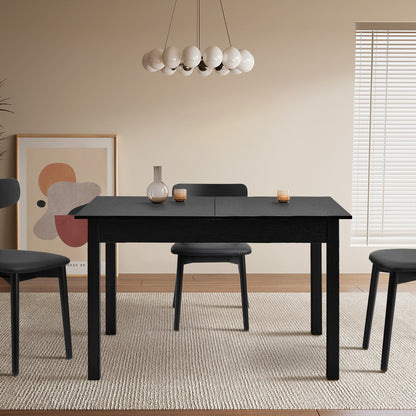 Oikiture Extendable Dining Table 1.2-1.6m Wooden Kitchen Table Black-Dining Table-PEROZ Accessories