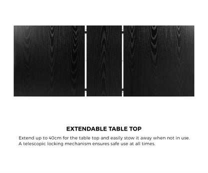Oikiture Extendable Dining Table 1.2-1.6m Wooden Kitchen Table Black-Dining Table-PEROZ Accessories