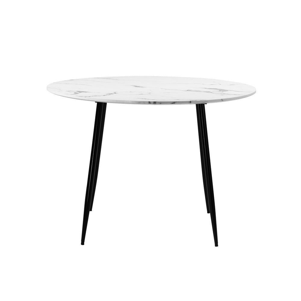 Oikiture 110cm Dining Table with Marble Finish White&amp;Black-Dining Tables-PEROZ Accessories