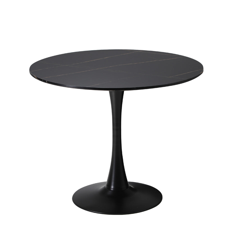 Oikiture 90cm Dining Table Tulip Shape Base Black-Dining Table-PEROZ Accessories
