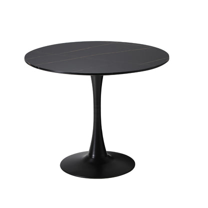 Oikiture 90cm Dining Table Tulip Shape Base Black-Dining Table-PEROZ Accessories