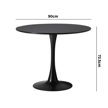 Oikiture 90cm Dining Table Tulip Shape Base Black-Dining Table-PEROZ Accessories