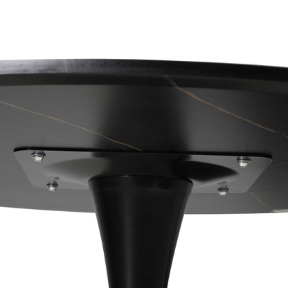Oikiture 90cm Dining Table Tulip Shape Base Black-Dining Table-PEROZ Accessories