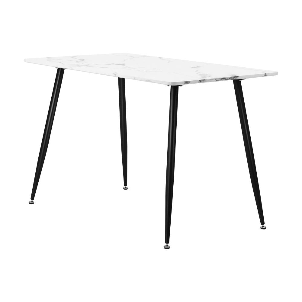 Oikiture 120cm Dining Table Rectangle Wooden Table With Marble Effect Metal Legs-Dining Table-PEROZ Accessories