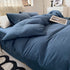 Dark-blue Solid Color Solid Color Solid Color 1.5m Bed Fitted Sheet Set with 200x230cm Duvet Cover - 4-Piece Bedding Set-Home & Garden > Bedding > Bed Sheets-PEROZ Accessories