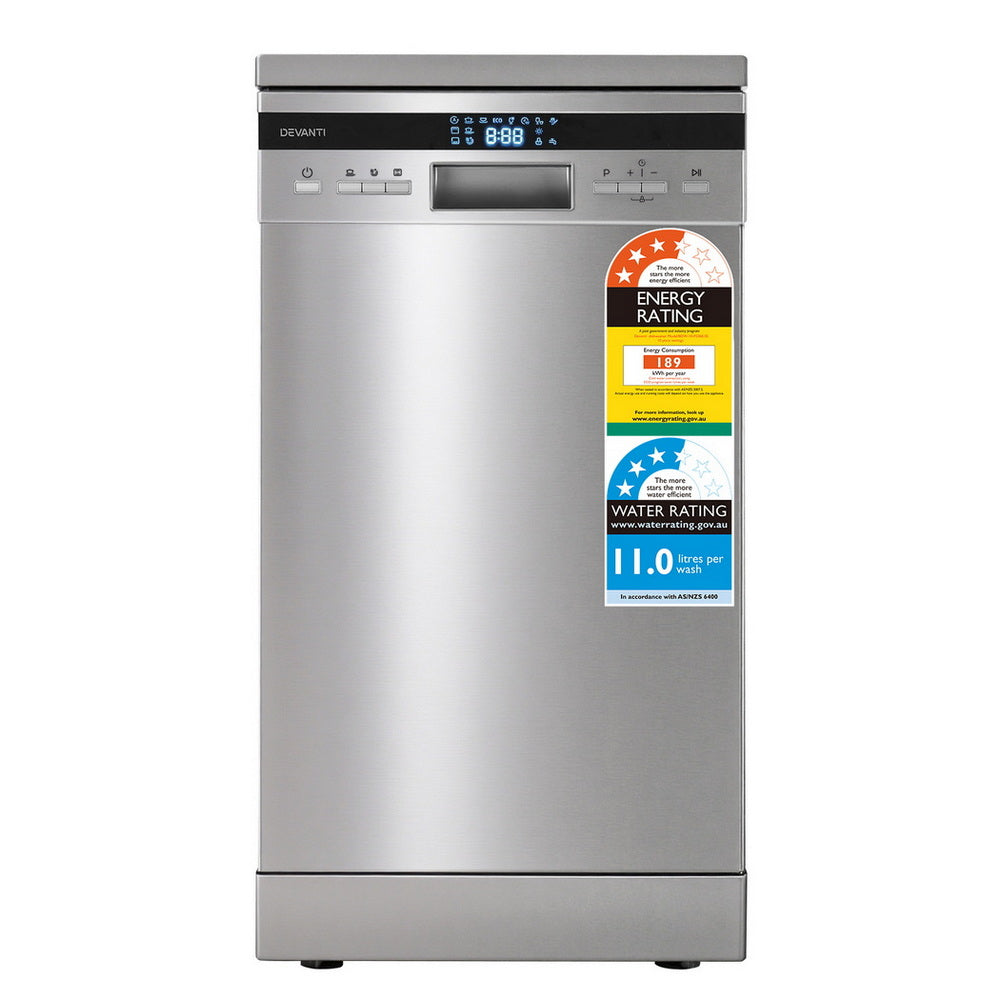 Devanti 10 Place Settings Freestanding Dishwasher Silver-Appliances > Kitchen Appliances > Dishwashers-PEROZ Accessories