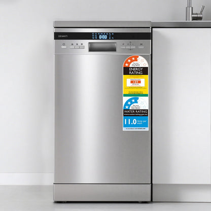Devanti 10 Place Settings Freestanding Dishwasher Silver-Appliances > Kitchen Appliances > Dishwashers-PEROZ Accessories