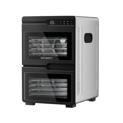 Devanti 12 Trays Food Dehydrator Dual-Zone Stainless Steel Fruit Jerky Dryer-Appliances > Kitchen Appliances > Food Dehydrators-PEROZ Accessories