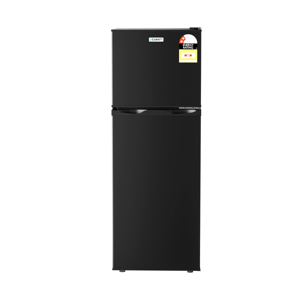 Devanti 122L Two Door Bar Fridge Mini Fridge with Freezer Black-Appliances &gt; Fridges &amp; Freezers &gt; Fridges-PEROZ Accessories