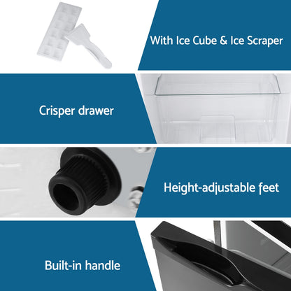 Devanti 122L Two Door Bar Fridge Mini Fridge with Freezer Black-Appliances &gt; Fridges &amp; Freezers &gt; Fridges-PEROZ Accessories