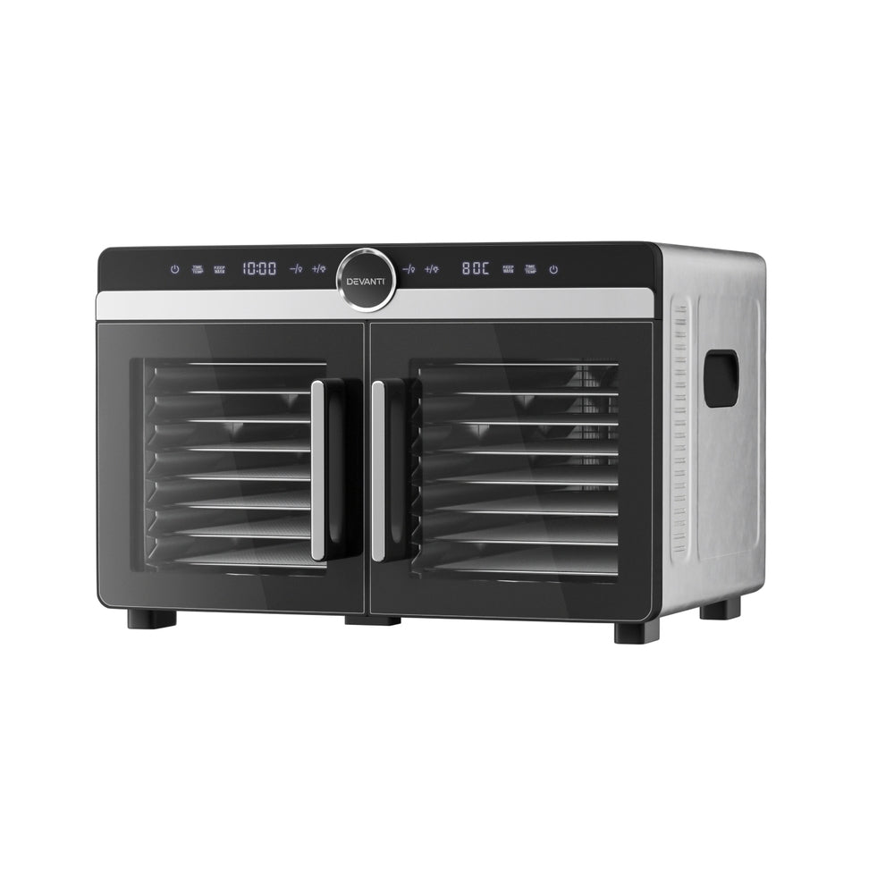 Devanti 16 Trays Food Dehydrator Dual-Zone Stainless Steel-Appliances &gt; Kitchen Appliances &gt; Food Dehydrators-PEROZ Accessories