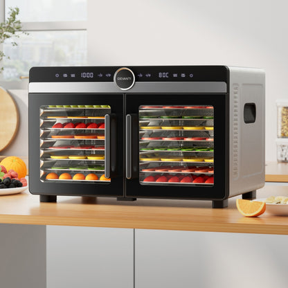 Devanti 16 Trays Food Dehydrator Dual-Zone Stainless Steel-Appliances > Kitchen Appliances > Food Dehydrators-PEROZ Accessories