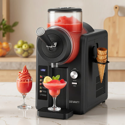 Devanti 2L Slushie Machine Ice Cream Maker Frozen Smoothies Milkshakes Black-Appliances &gt; Kitchen Appliances &gt; Ice Makers-PEROZ Accessories