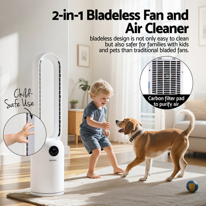 Devanti 2in1 Bladeless Fan Air Purification W/ Remote 88cm-Appliances &gt; Fans &gt; Portable Fans-PEROZ Accessories