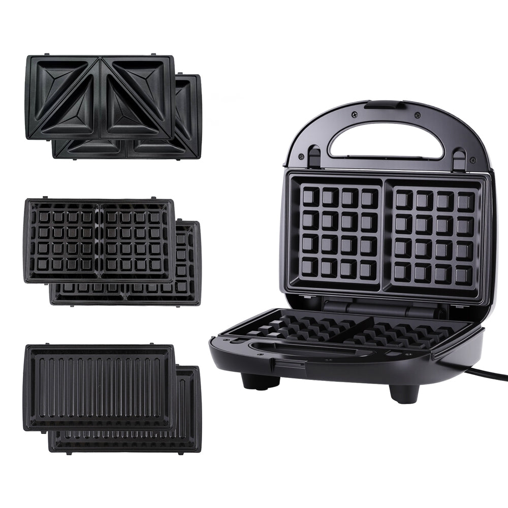 Devanti 3-in-1 Sandwich Press Waffle Maker Panini Press Grill 850W-Appliances &gt; Kitchen Appliances &gt; Toasters &amp; Grills-PEROZ Accessories