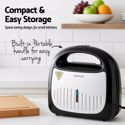 Devanti 3-in-1 Sandwich Press Waffle Maker Panini Press Grill 850W-Appliances &gt; Kitchen Appliances &gt; Toasters &amp; Grills-PEROZ Accessories