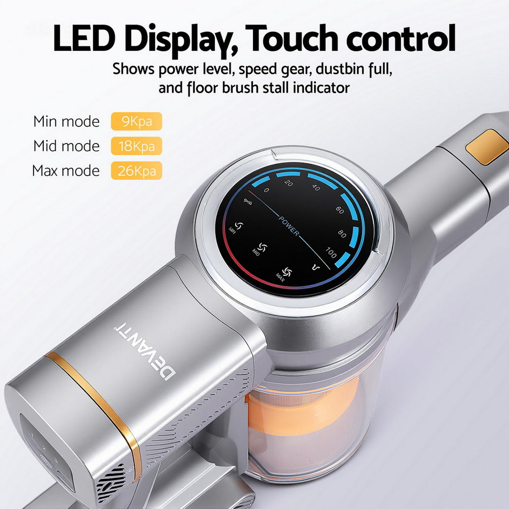 Devanti 300W Stick Vacuum Cleaner Cordless Self-Standing Golden-Appliances &gt; Vacuum Cleaners &gt; Vacuum Cleaner Accessories-PEROZ Accessories