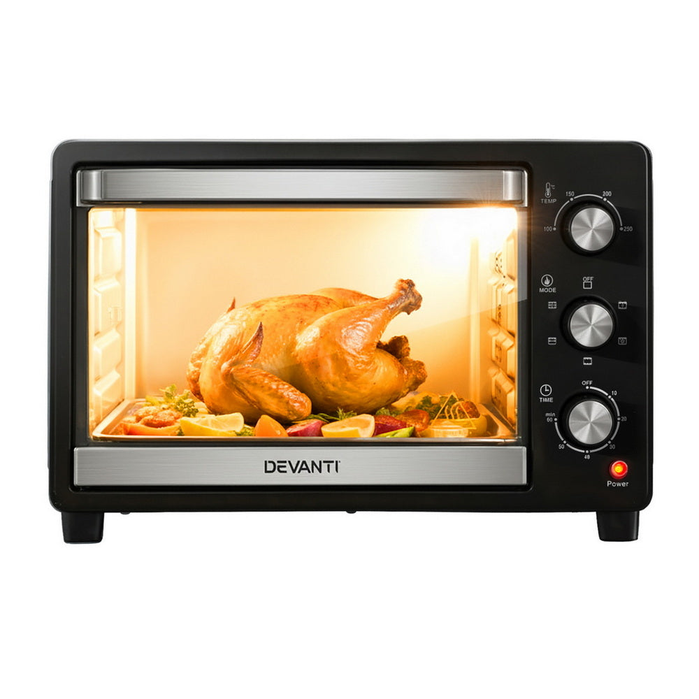 Devanti 30L Convection Oven Electric Fryer Ovens 1600W-Appliances &gt; Kitchen Appliances &gt; Ovens-PEROZ Accessories