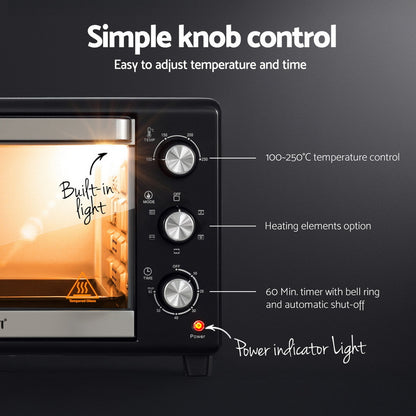 Devanti 30L Convection Oven Electric Fryer Ovens 1600W-Appliances &gt; Kitchen Appliances &gt; Ovens-PEROZ Accessories