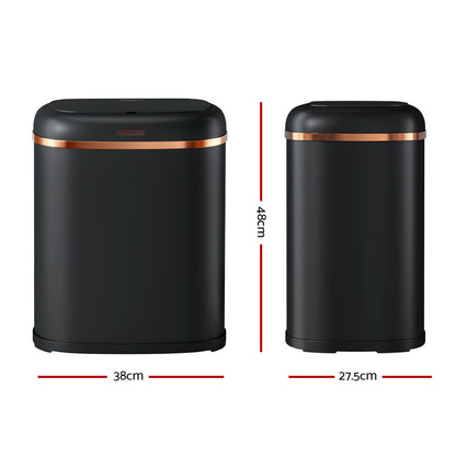 Devanti 38L Motion Sensor Bin Rubbish Automatic Black-Home &amp; Garden > Kitchen Bins > Automatic Bins-PEROZ Accessories