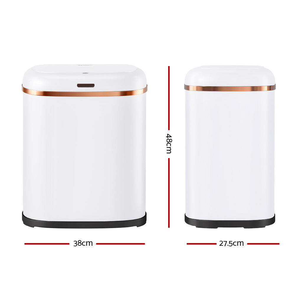 Devanti 38L Motion Sensor Bin Rubbish Automatic White-Home &amp; Garden > Kitchen Bins > Automatic Bins-PEROZ Accessories