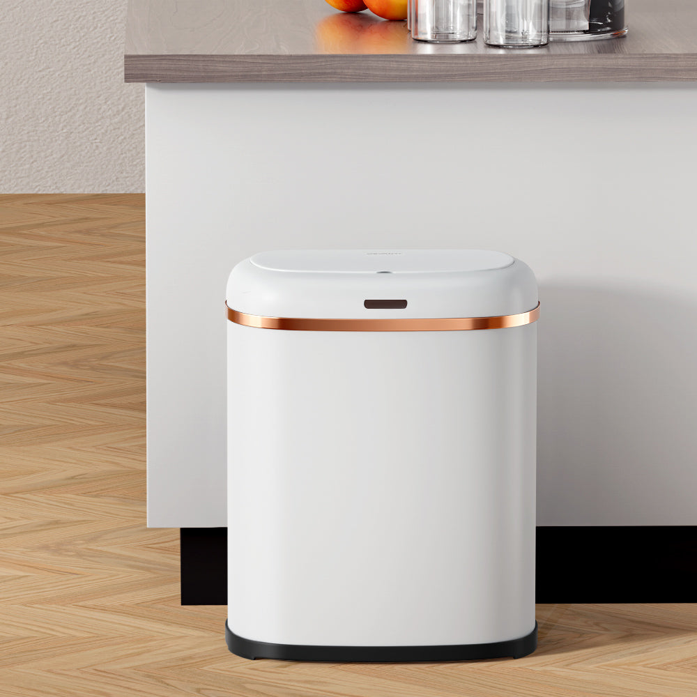 Devanti 38L Motion Sensor Bin Rubbish Automatic White-Home &amp; Garden > Kitchen Bins > Automatic Bins-PEROZ Accessories