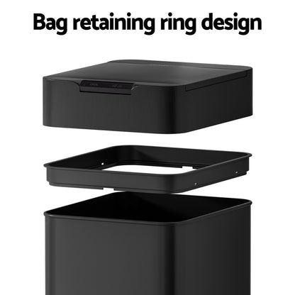 Devanti 50L Sensor Bin Motion Rubbish Bins Kitchen Automatic Trash Can Black-Home &amp; Garden > Kitchen Bins > Automatic Bins-PEROZ Accessories