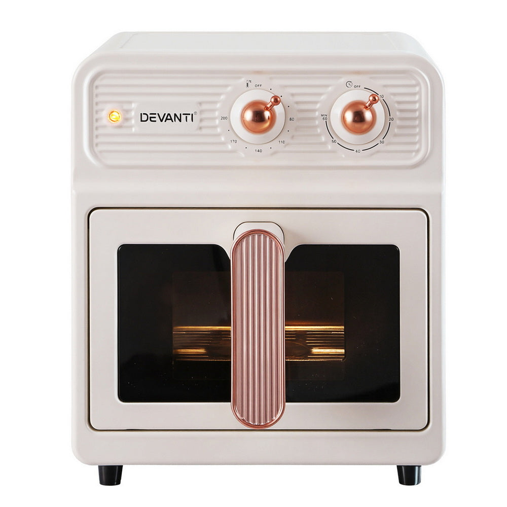 Devanti 6L Air Fryer Knob Control 1700W Cream-Appliances &gt; Kitchen Appliances &gt; Air Fryers-PEROZ Accessories