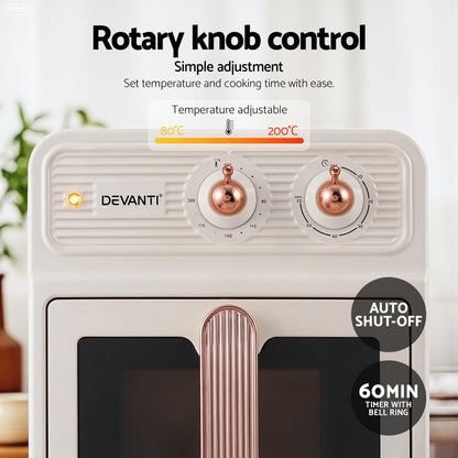 Devanti 6L Air Fryer Knob Control 1700W Cream-Appliances &gt; Kitchen Appliances &gt; Air Fryers-PEROZ Accessories