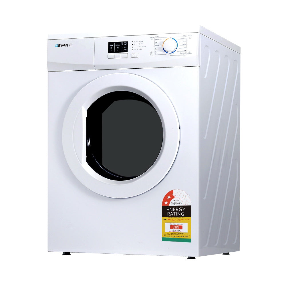 Devanti 7kg Vented Tumble Dryer - White-Appliances > Washers, Dryers &amp; Irons > Dryers-PEROZ Accessories