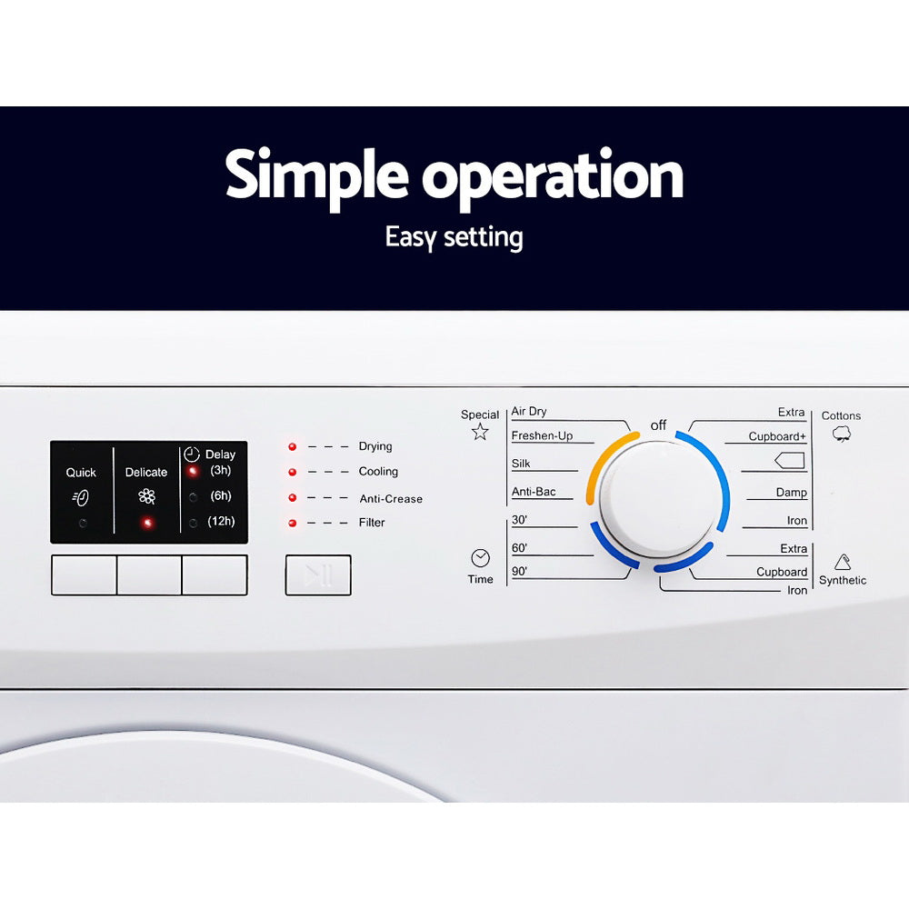 Devanti 7kg Vented Tumble Dryer - White-Appliances > Washers, Dryers &amp; Irons > Dryers-PEROZ Accessories