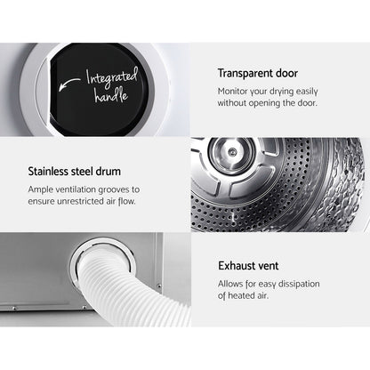 Devanti 7kg Vented Tumble Dryer - White-Appliances > Washers, Dryers &amp; Irons > Dryers-PEROZ Accessories
