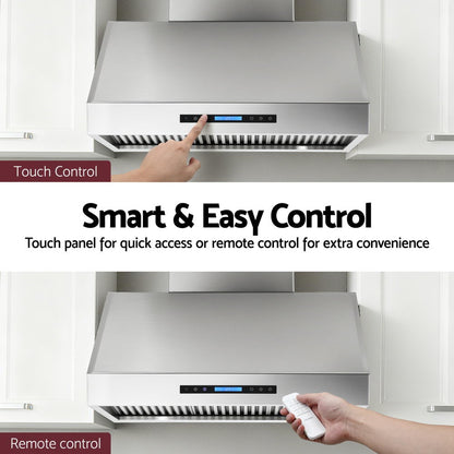 Devanti 900mm Range Hood 3-Speed Fan LED Display Remote Control-Appliances > Kitchen Appliances > Cooking Ranges-PEROZ Accessories