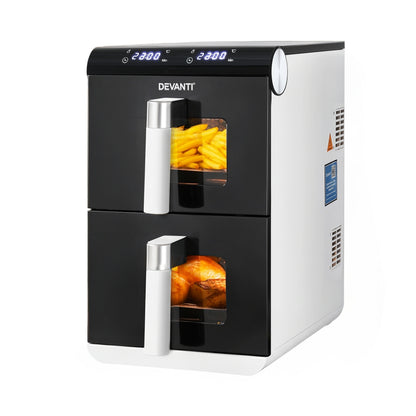 Devanti Air Fryer Oven 11L Dual Zone Fryers-Appliances > Kitchen Appliances > Air Fryers-PEROZ Accessories