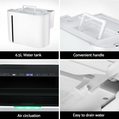 Devanti Dehumidifier 20L Air Purifier White-Appliances > Aroma Diffusers &amp; Humidifiers > Dehumidifiers-PEROZ Accessories