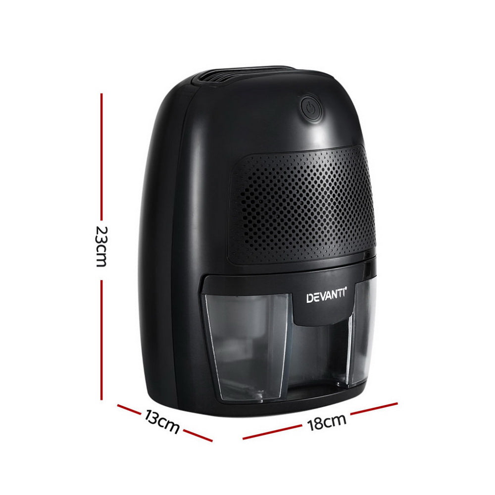 Devanti Dehumidifier 600ML Air Purifier Black-Appliances &gt; Aroma Diffusers &amp; Humidifiers &gt; Dehumidifiers-PEROZ Accessories