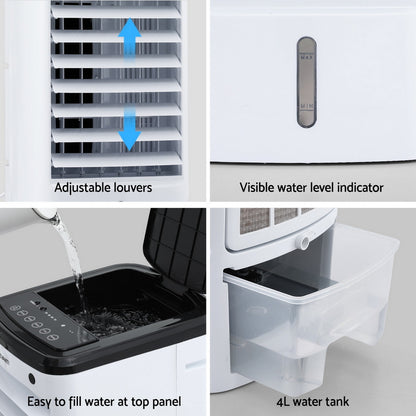 Devanti Evaporative Air Cooler Conditioner w/ Remote 4L-Appliances > Air Conditioners > Evaporative Coolers-PEROZ Accessories