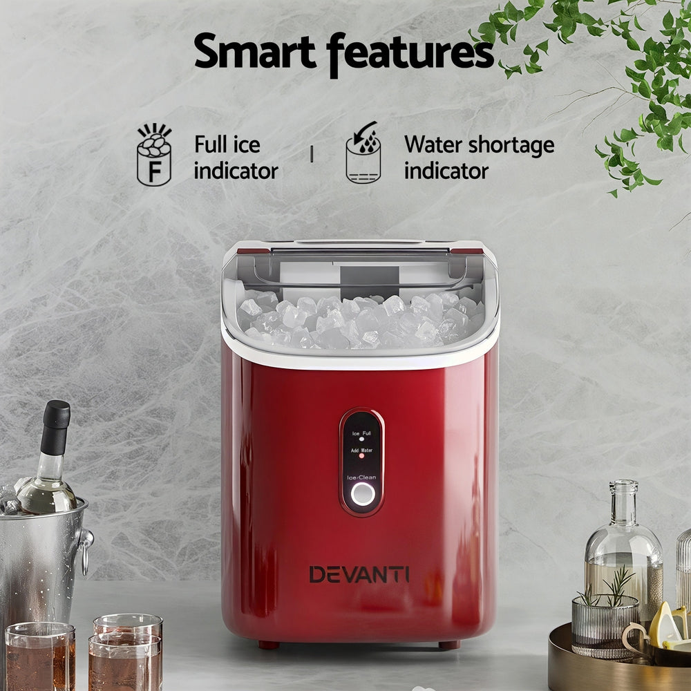 Devanti Ice Maker Machine 15kg Nugget Chewable Ice Cube-Appliances > Kitchen Appliances > Ice Makers-PEROZ Accessories