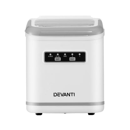 Devanti Ice Maker Machine Portable 12kg Countertop w/Self Cleaning 1.3L White-Appliances > Kitchen Appliances > Ice Makers-PEROZ Accessories