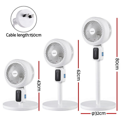 Devanti Pedestal Fan W/ Remote 3 Speed 12H Timer Height Adjustable Cooling Fan-Appliances > Fans > Portable Fans-PEROZ Accessories