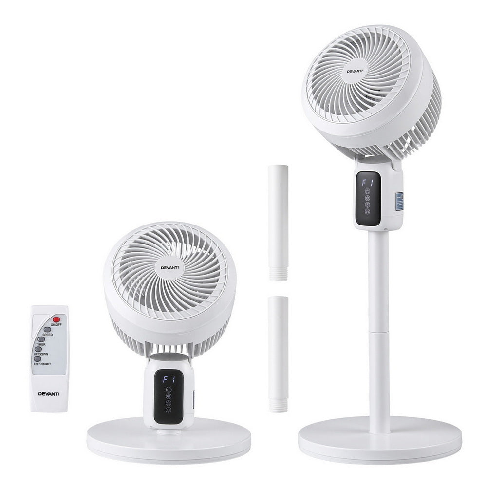 Devanti Pedestal Fan W/ Remote 3 Speed 12H Timer Height Adjustable Cooling Fan-Appliances > Fans > Portable Fans-PEROZ Accessories