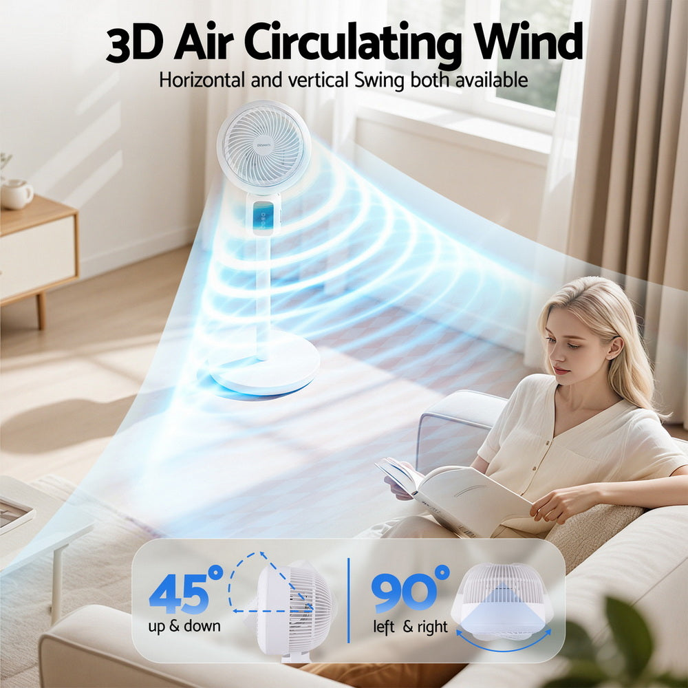 Devanti Pedestal Fan W/ Remote 3 Speed 12H Timer Height Adjustable Cooling Fan-Appliances > Fans > Portable Fans-PEROZ Accessories